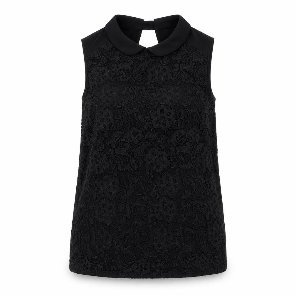 TU Womens Black Polyester Basic Tank Size 8 Collared