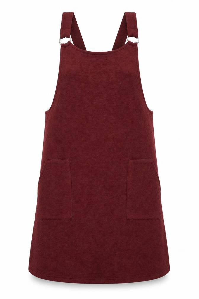 New Look Womens Red Polyester Pinafore/Dungaree Dress Size 8 Round Neck Pullover