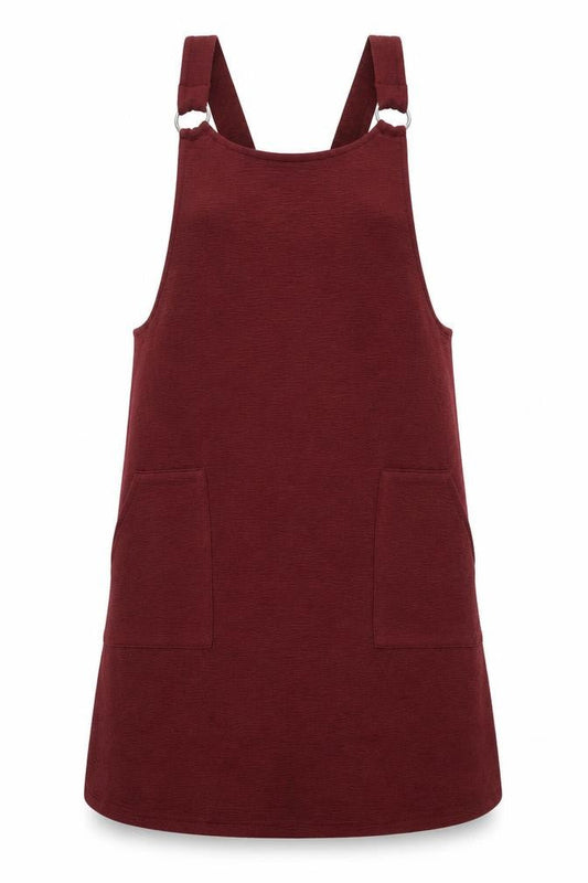 New Look Womens Red Polyester Pinafore/Dungaree Dress Size 8 Round Neck Pullover