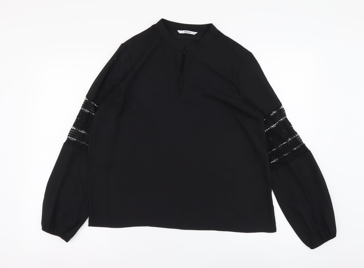 Only Womens Black Polyester Basic Blouse Size M Mock Neck