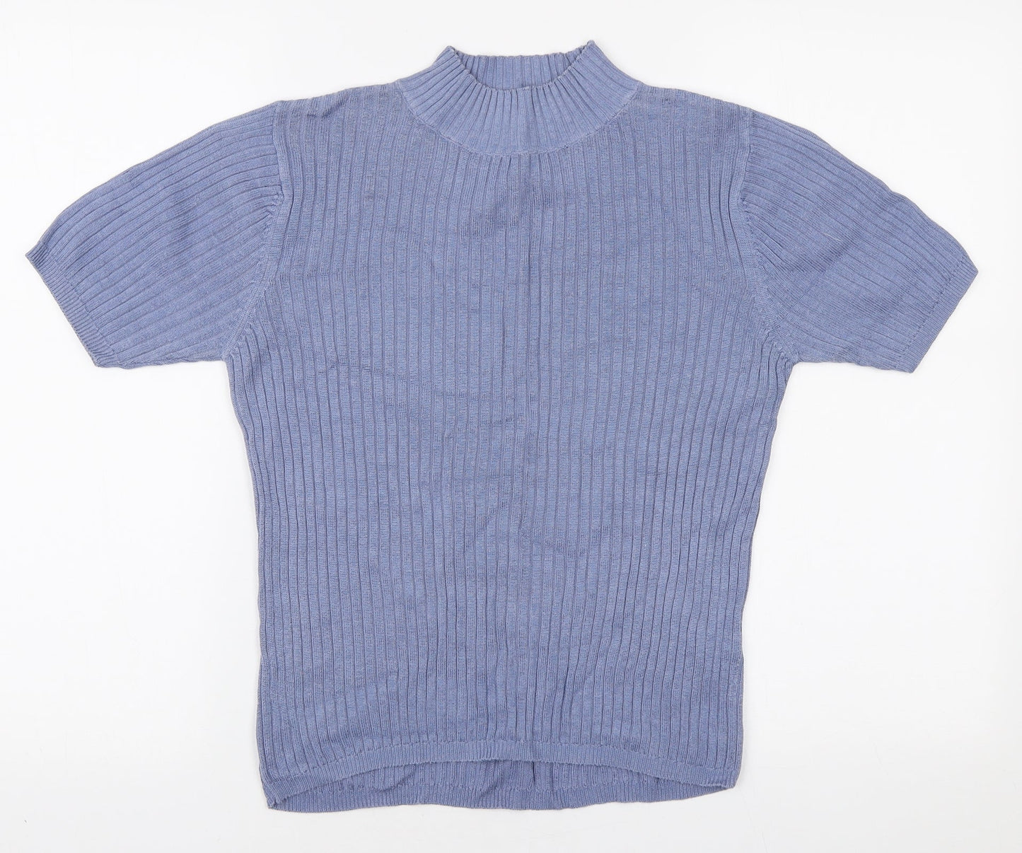 Debenhams Womens Blue Mock Neck Cotton Pullover Jumper Size 12