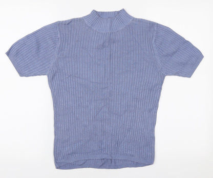 Debenhams Womens Blue Mock Neck Cotton Pullover Jumper Size 12