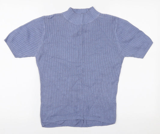 Debenhams Womens Blue Mock Neck Cotton Pullover Jumper Size 12
