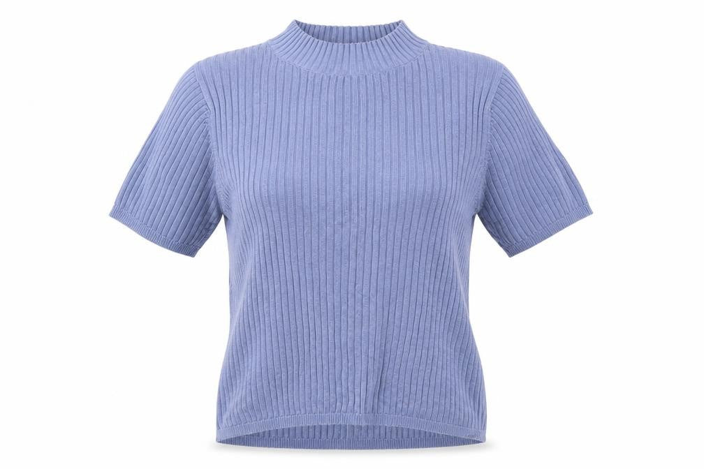 Debenhams Womens Blue Mock Neck Cotton Pullover Jumper Size 12