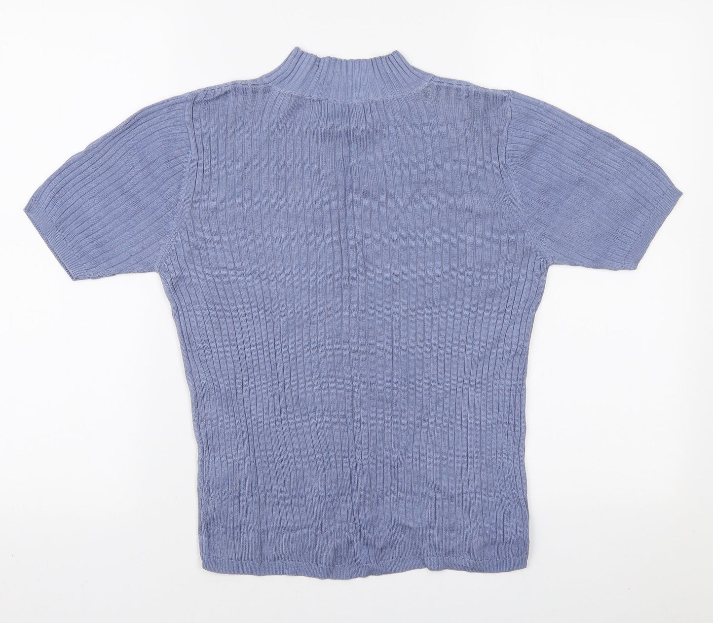 Debenhams Womens Blue Mock Neck Cotton Pullover Jumper Size 12