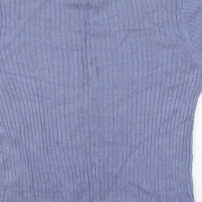 Debenhams Womens Blue Mock Neck Cotton Pullover Jumper Size 12