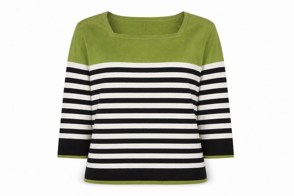Autonomy Womens Multicoloured Square Neck Striped Viscose Pullover Jumper Size 14