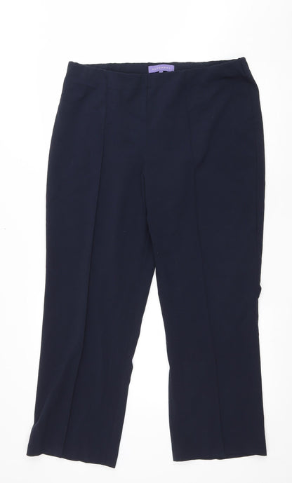 Autonomy Womens Blue Polyester Trousers Size 16 L28 in Regular Drawstring