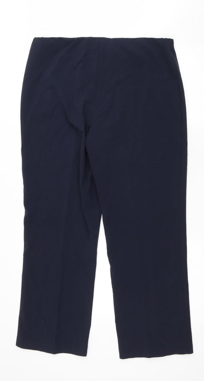 Autonomy Womens Blue Polyester Trousers Size 16 L28 in Regular Drawstring