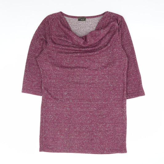 Originals Womens Purple Acrylic Tunic T-Shirt Size M Cowl Neck