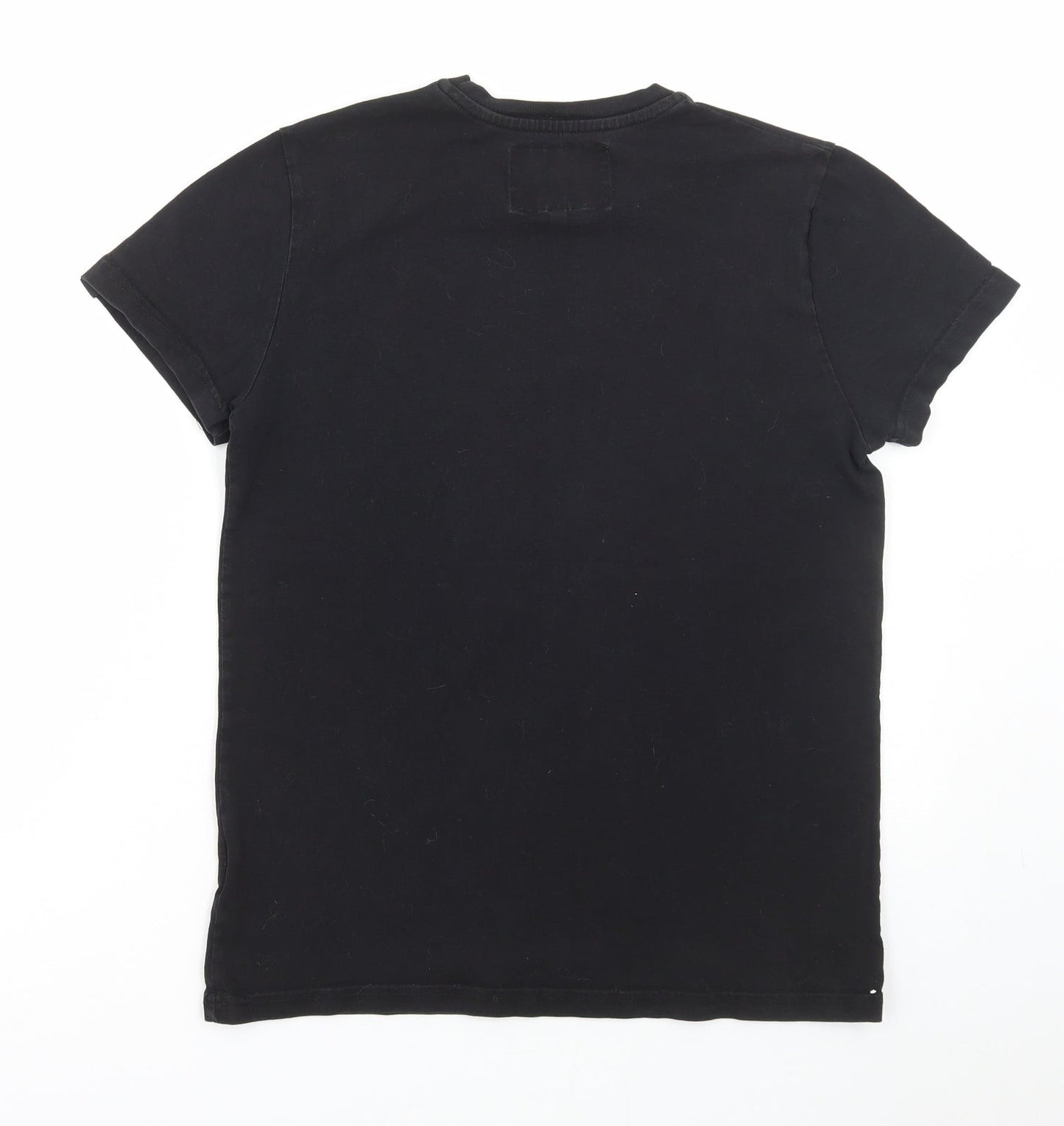 Henleys Mens Black Polyester T-Shirt Size S Round Neck