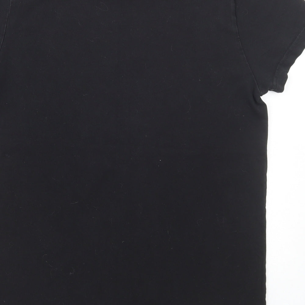 Henleys Mens Black Polyester T-Shirt Size S Round Neck