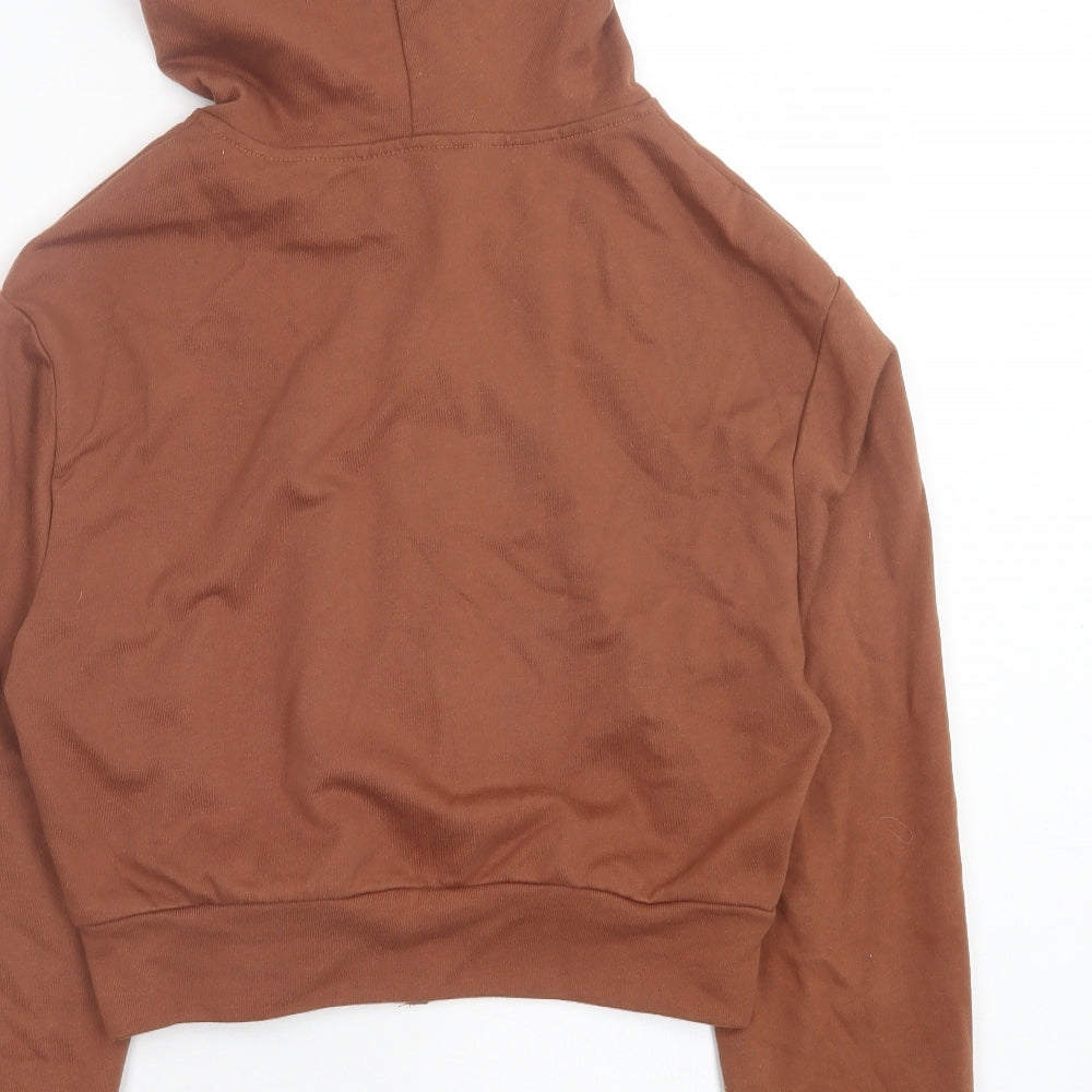 SheIn Womens Brown Polyester Full Zip Hoodie Size S Zip - 90s Baby