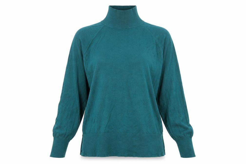 Zara Womens Green High Neck Viscose Pullover Jumper Size S