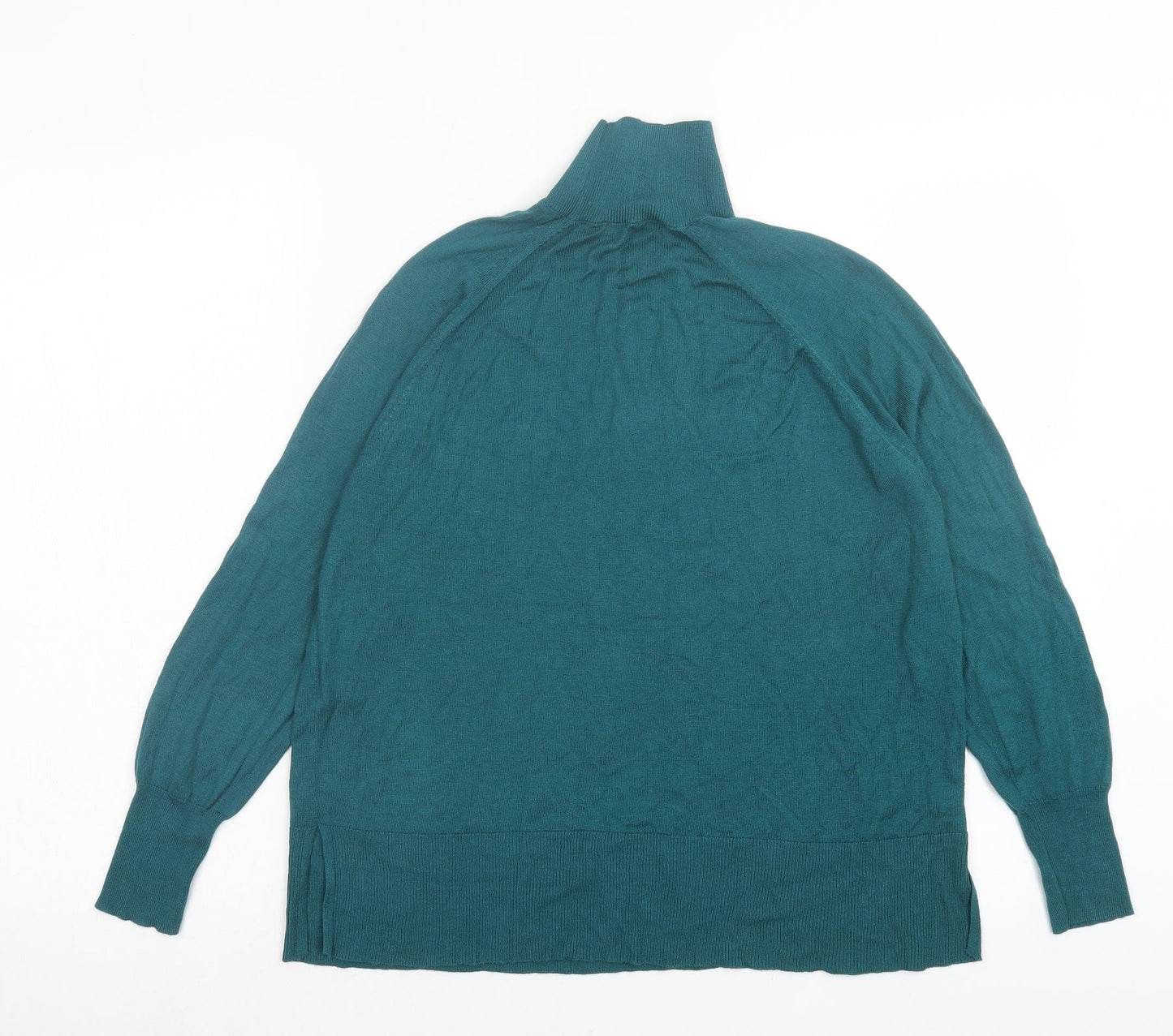 Zara Womens Green High Neck Viscose Pullover Jumper Size S