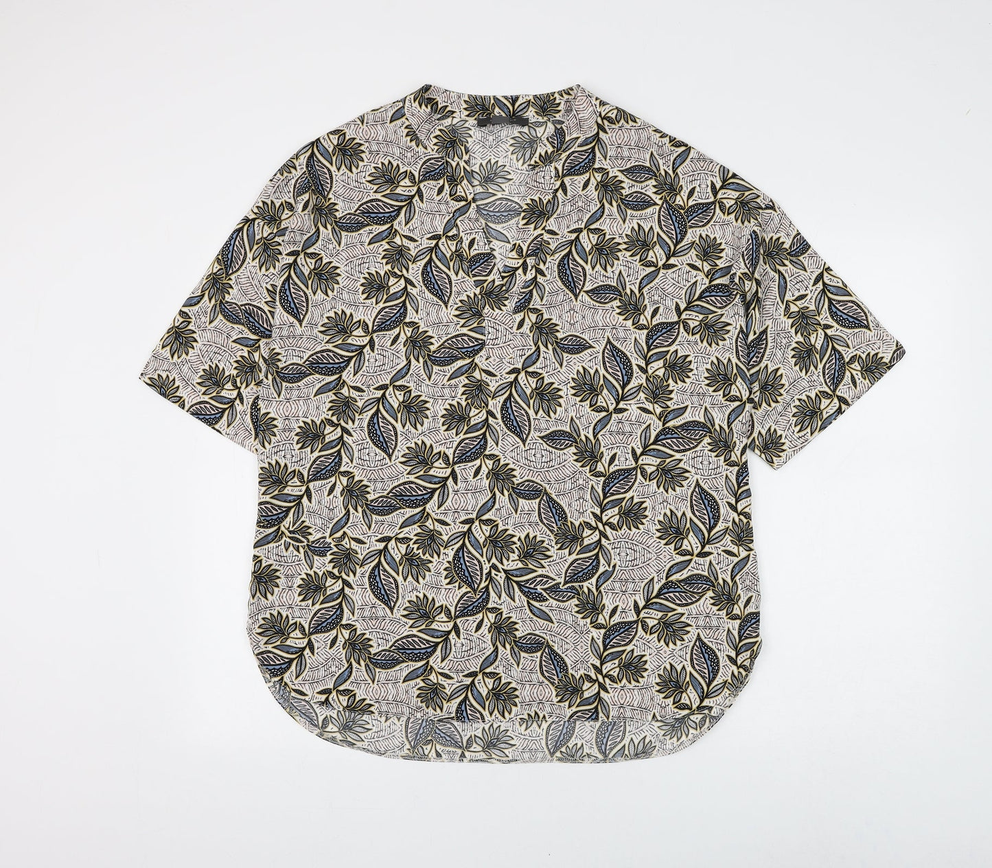 Primark Womens Multicoloured Floral Polyester Basic Blouse Size 14 V-Neck - Leaf Print