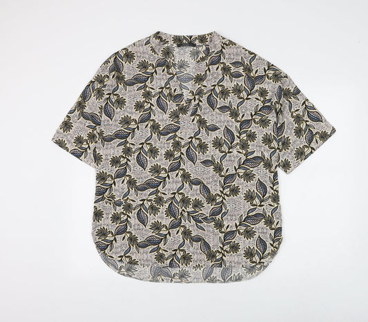 Primark Womens Multicoloured Floral Polyester Basic Blouse Size 14 V-Neck - Leaf Print