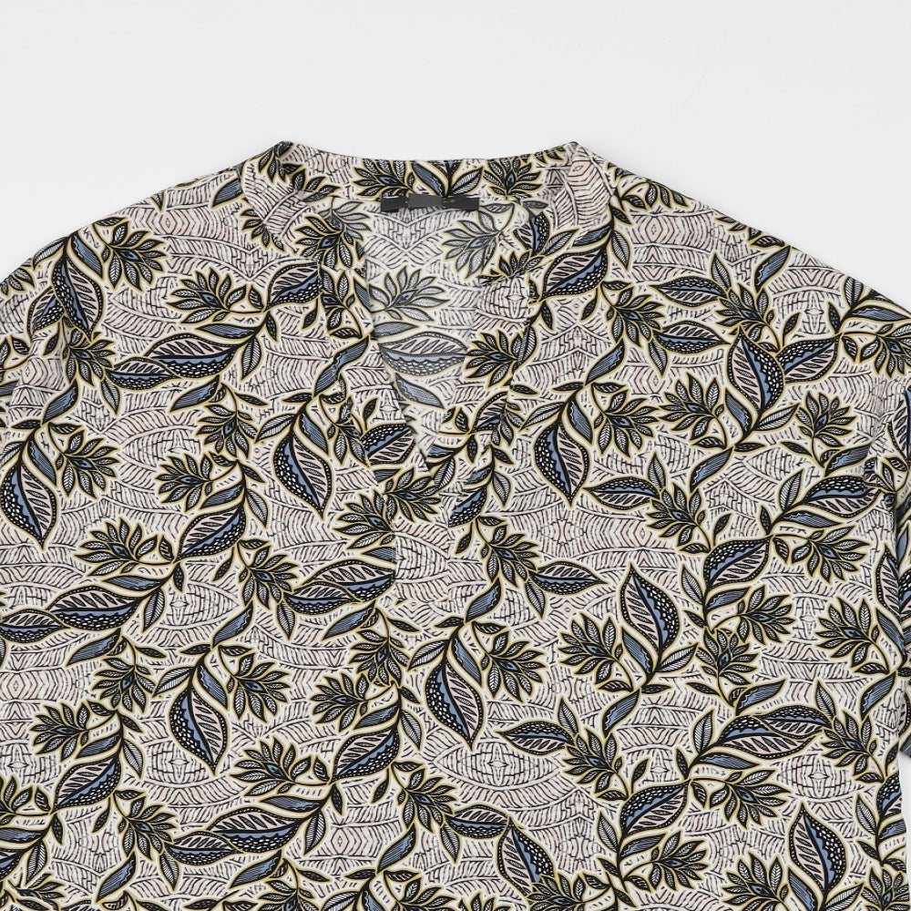 Primark Womens Multicoloured Floral Polyester Basic Blouse Size 14 V-Neck - Leaf Print