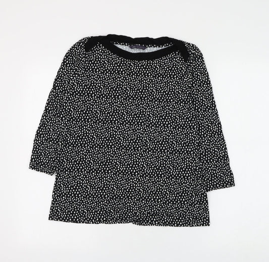 Marks and Spencer Womens Blue Geometric Viscose Basic Blouse Size 12 Boat Neck