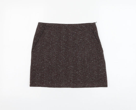 Troll Womens Brown Polyester Mini Skirt Size XS Zip