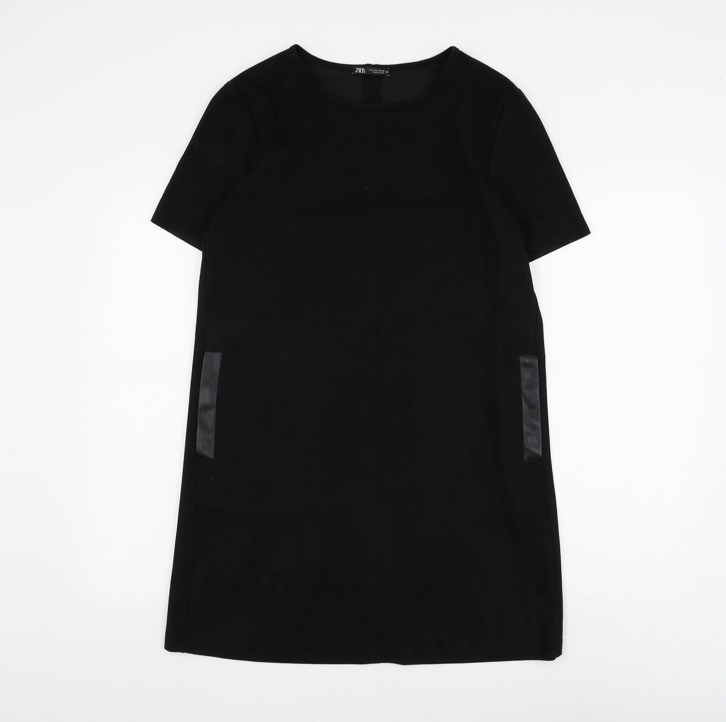 Zara Womens Black Polyester Shift Size S Round Neck Pullover