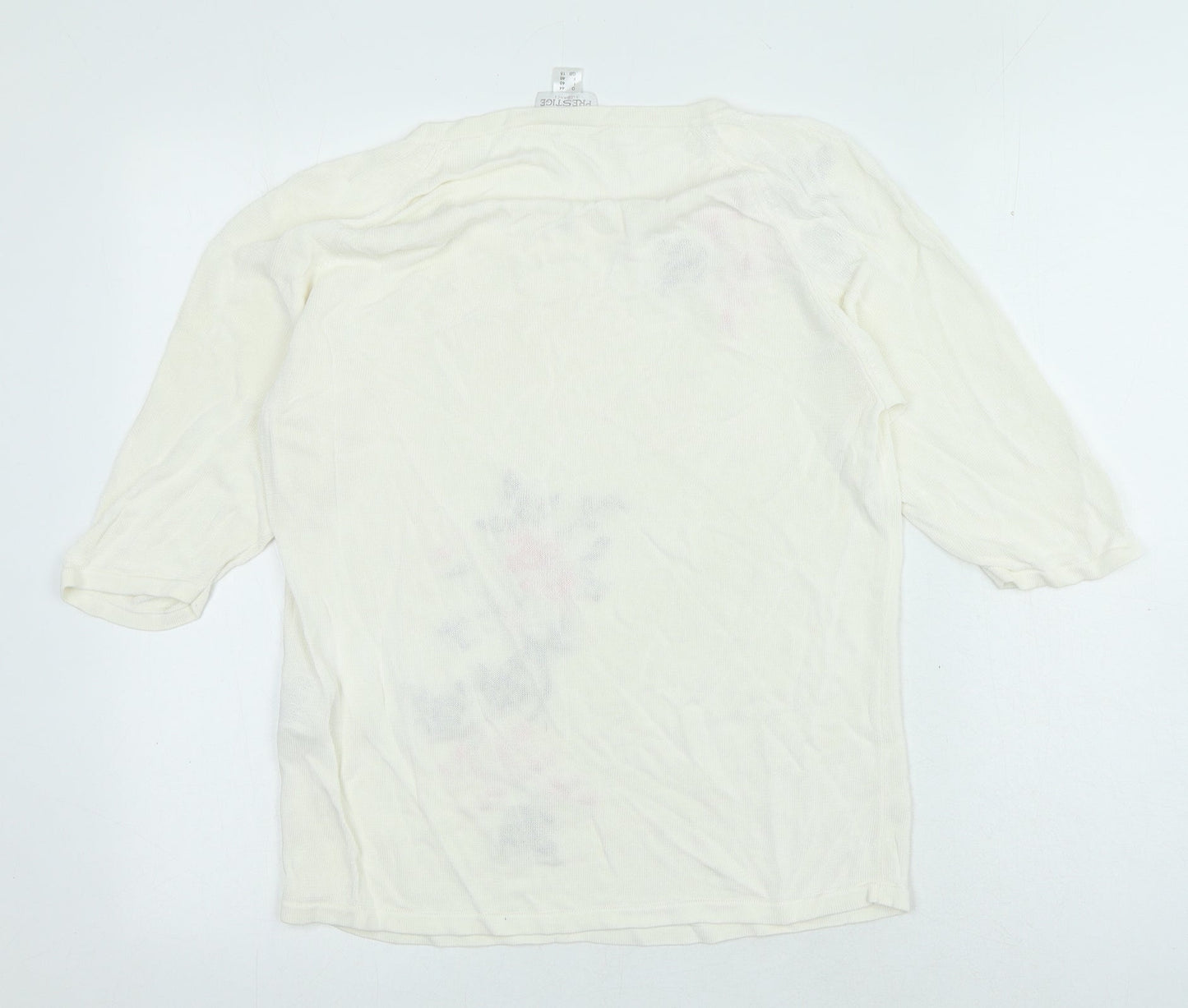 Prestige Womens Ivory Viscose Basic Blouse Size 18 Round Neck - Florwers