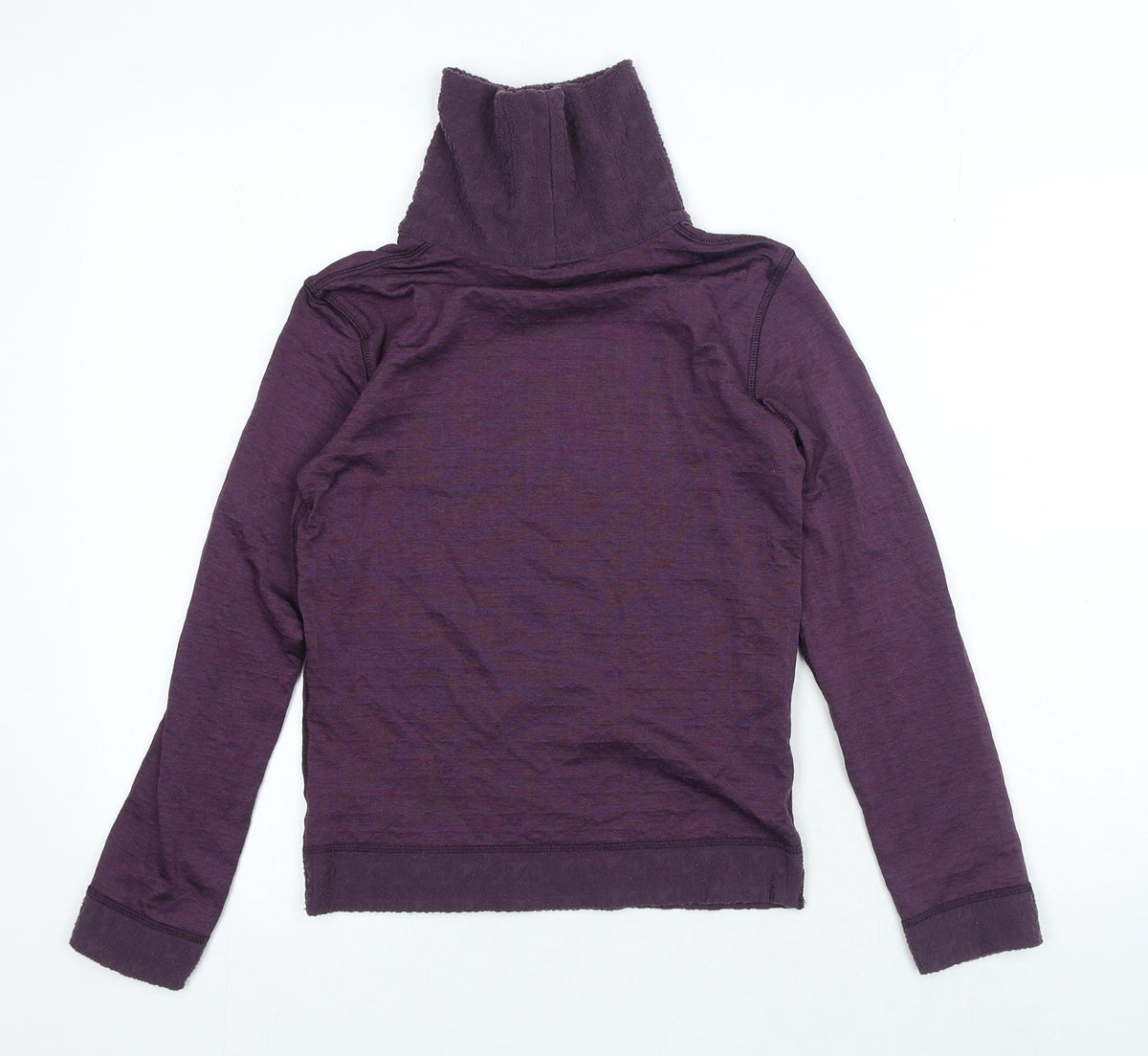 DECATHLON Girls Purple Cotton Jersey T-Shirt Size 14 Years High Neck Pullover