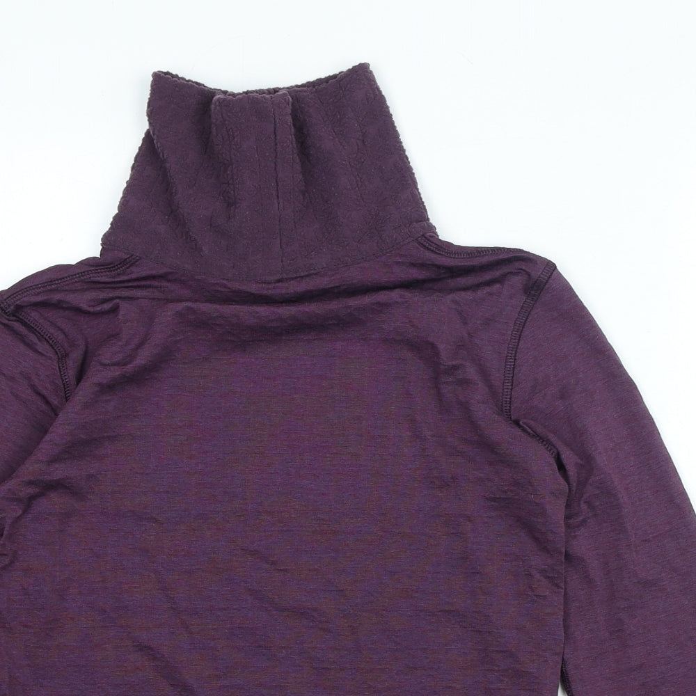 DECATHLON Girls Purple Cotton Jersey T-Shirt Size 14 Years High Neck Pullover