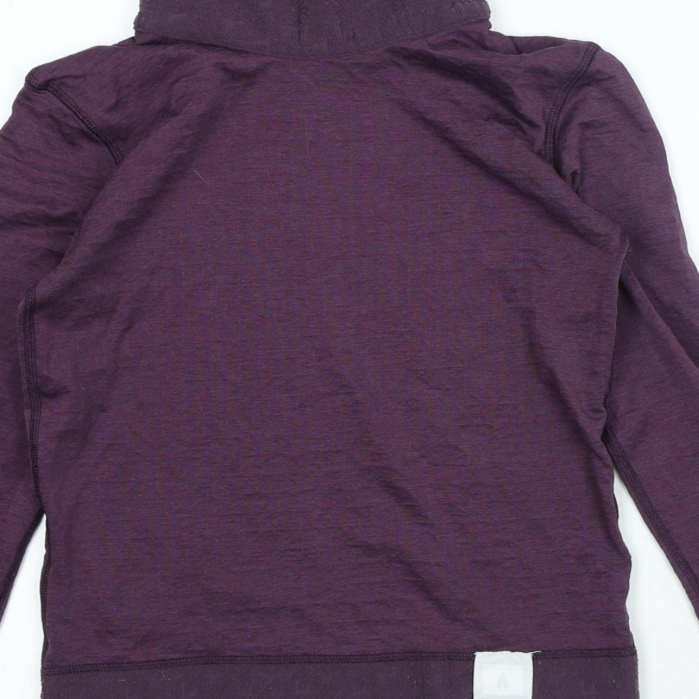 DECATHLON Girls Purple Cotton Jersey T-Shirt Size 14 Years High Neck Pullover
