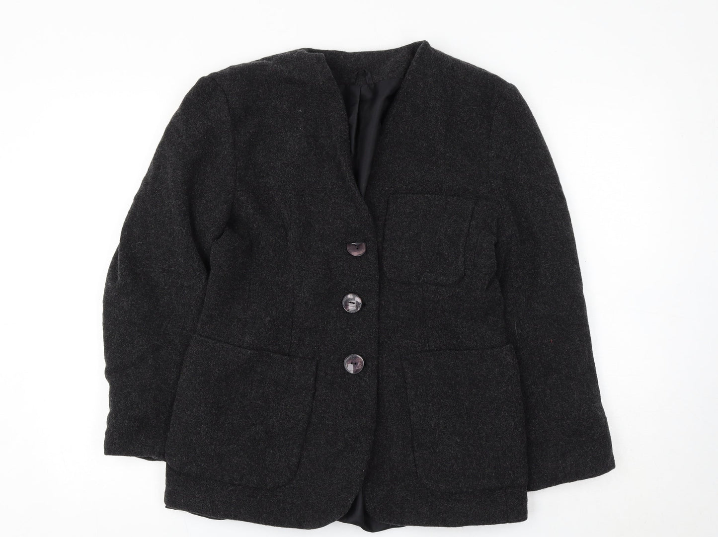 Expressions Womens Black Jacket Size 12 Button