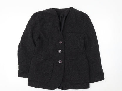 Expressions Womens Black Jacket Size 12 Button