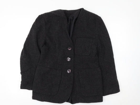Expressions Womens Black Jacket Size 12 Button