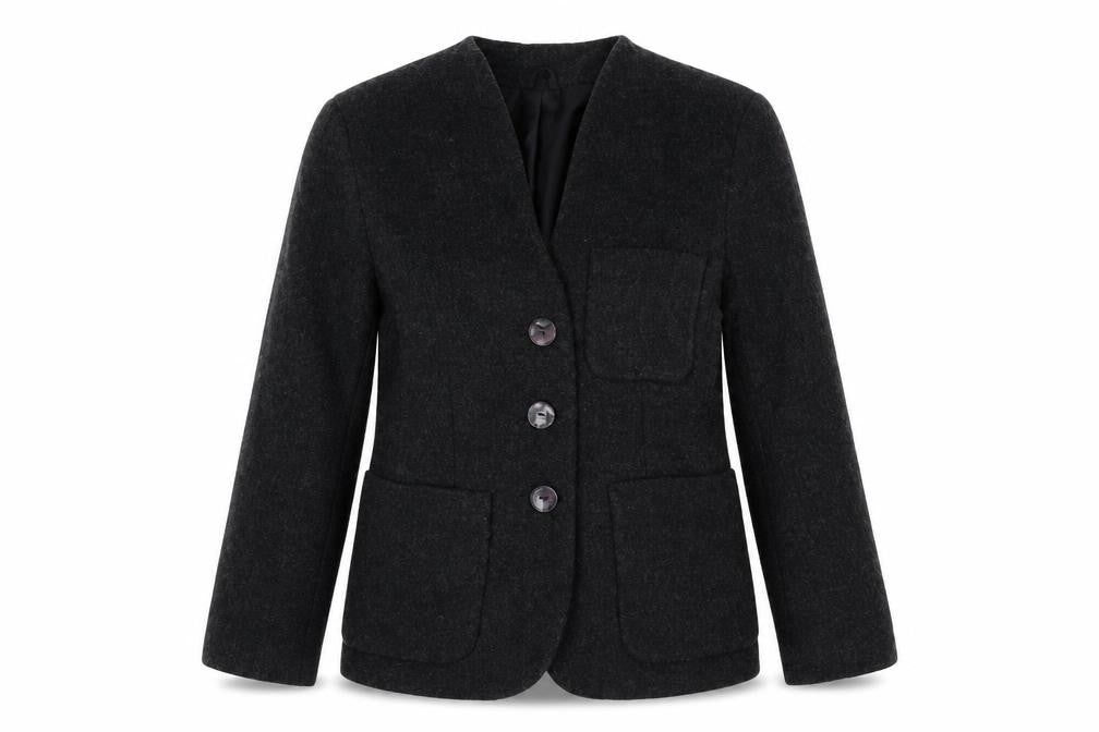 Expressions Womens Black Jacket Size 12 Button