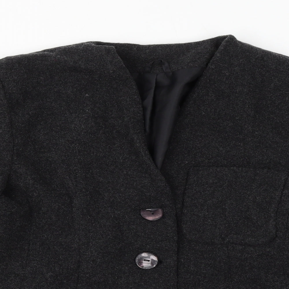 Expressions Womens Black Jacket Size 12 Button