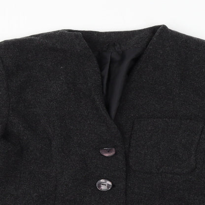 Expressions Womens Black Jacket Size 12 Button