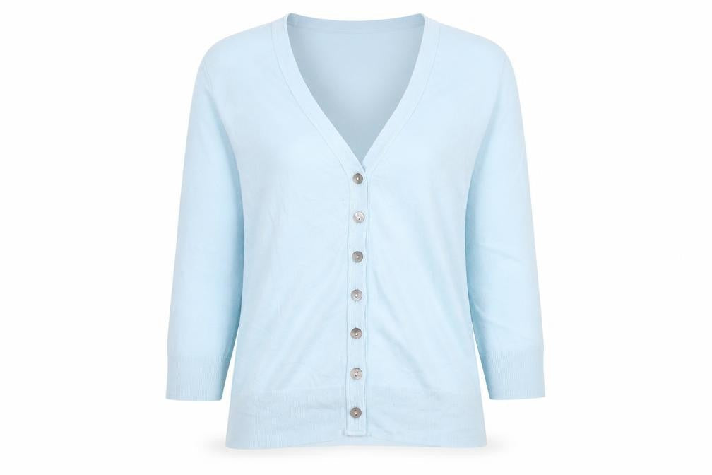 Principles Womens Blue V-Neck Cotton Cardigan Jumper Size 8