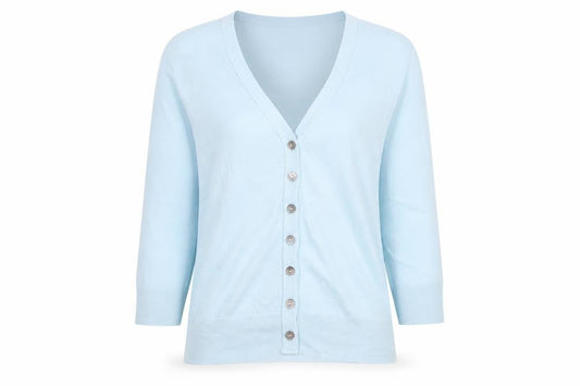 Principles Womens Blue V-Neck Cotton Cardigan Jumper Size 8
