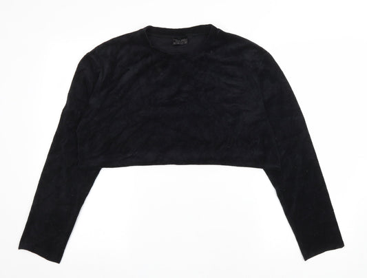 USA Pro Womens Black Cotton Pullover Sweatshirt Size 10 Pullover - Cropped