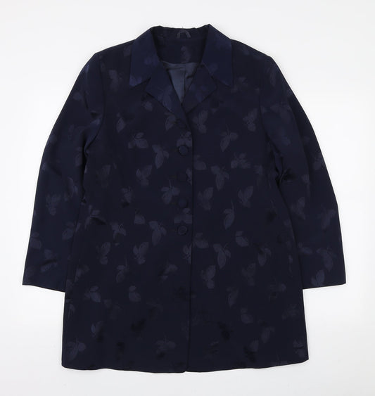 Hamells Womens Blue Floral Jacket Blazer Size 16 Button