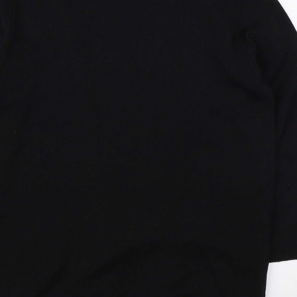 Touch Collection Womens Black Round Neck Striped Elastane Pullover Jumper Size S