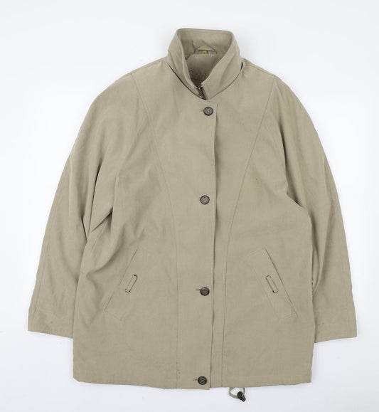 Preworn Womens Beige Overcoat Jacket Size M Zip
