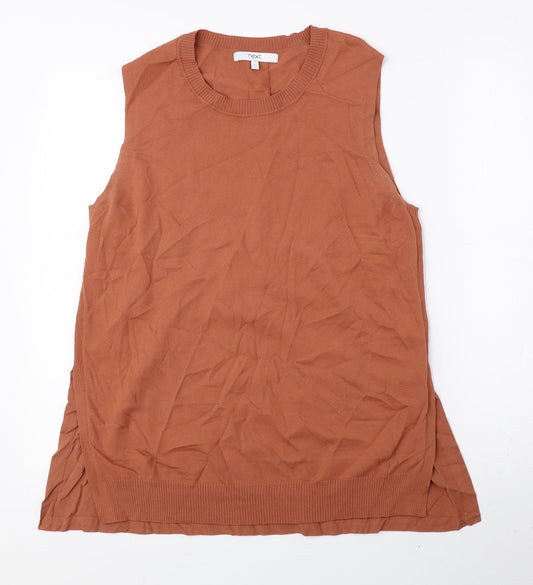 NEXT Womens Orange Round Neck Viscose Vest Jumper Size L