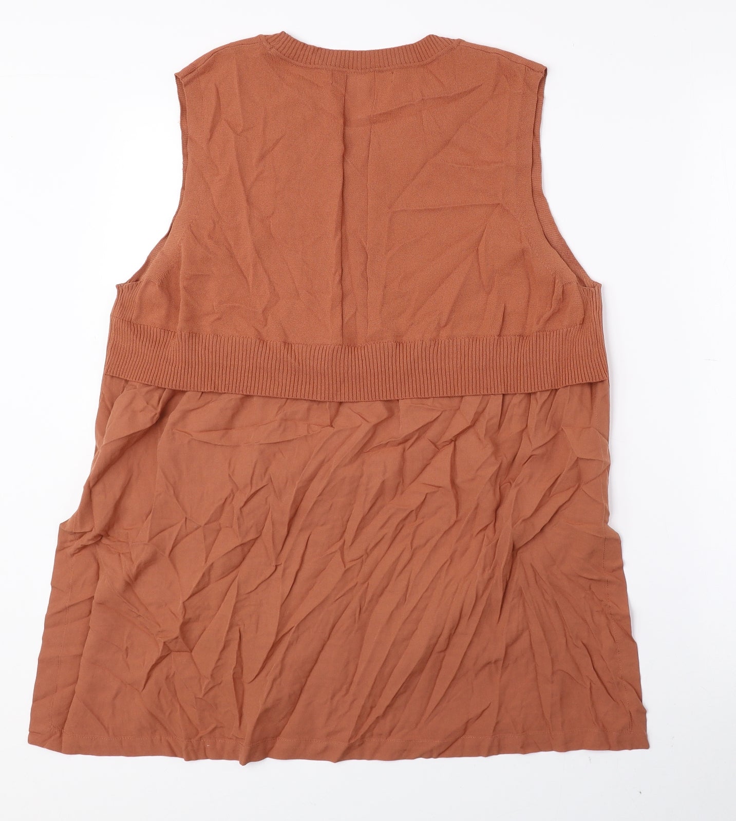 NEXT Womens Orange Round Neck Viscose Vest Jumper Size L