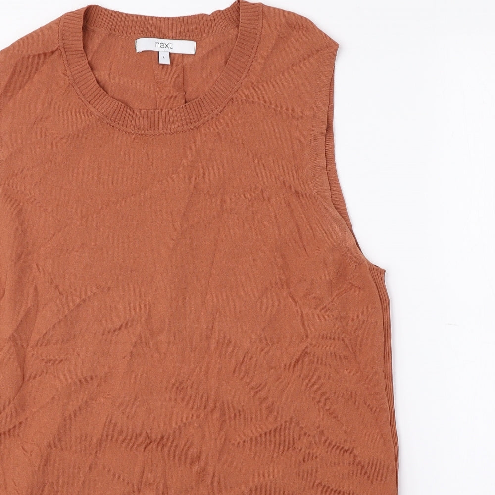 NEXT Womens Orange Round Neck Viscose Vest Jumper Size L