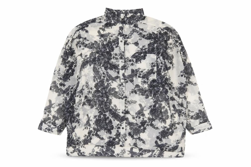 Topshop Womens White Floral Polyester Basic Blouse Size 8 Collared