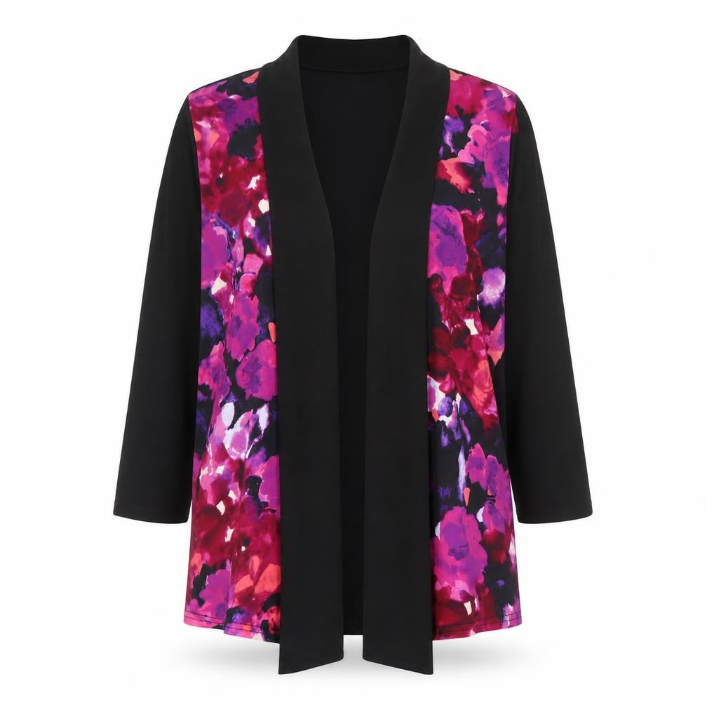 Sarah Hamilton Womens Multicoloured V-Neck Floral Polyester Cardigan Jumper Size 16 - Waterfall Design