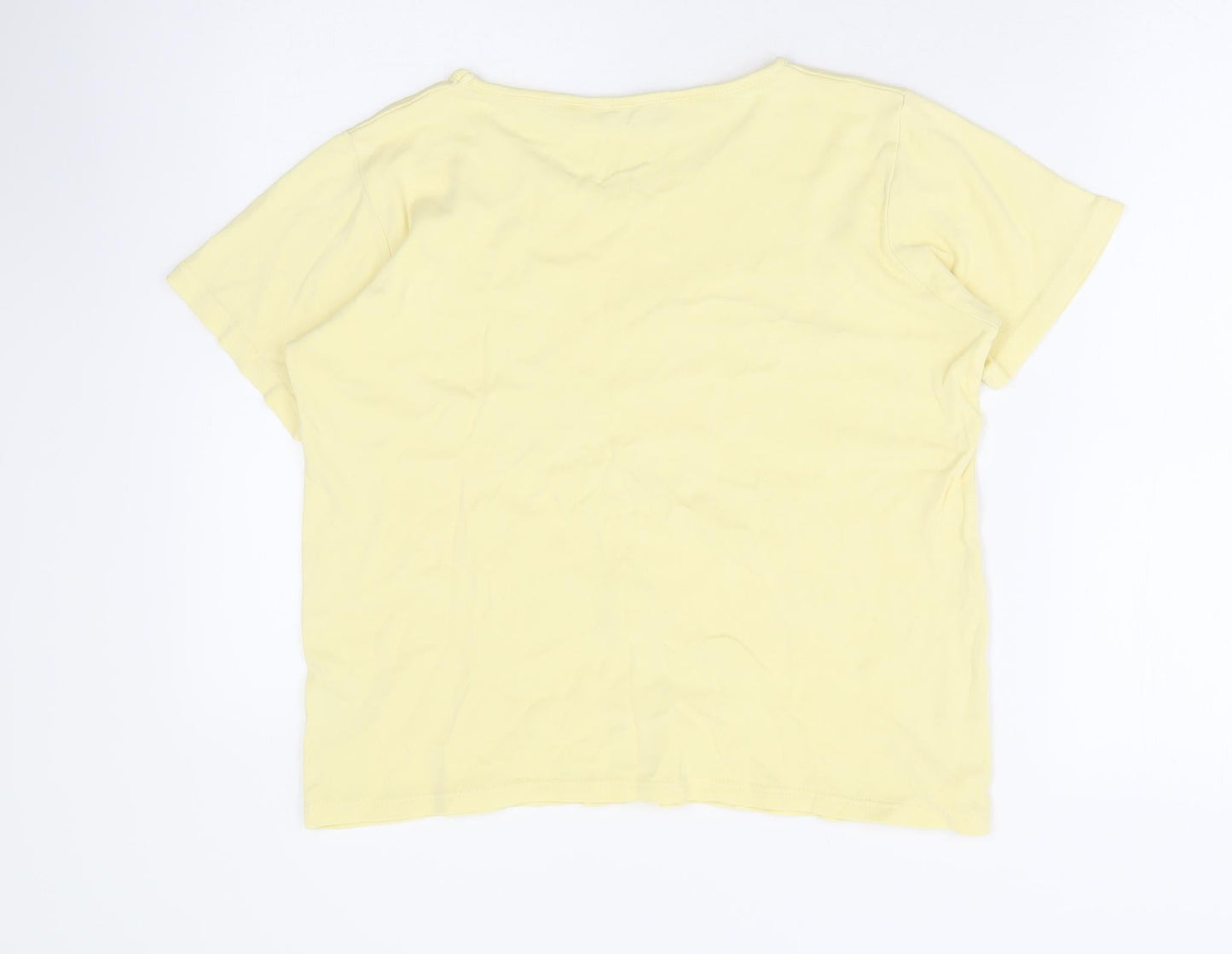 EWM Womens Yellow 100% Cotton Basic T-Shirt Size 14 Round Neck
