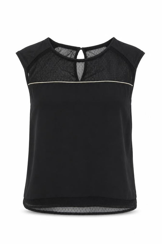 Bershka Womens Black Cotton Basic Tank Size S Boat Neck