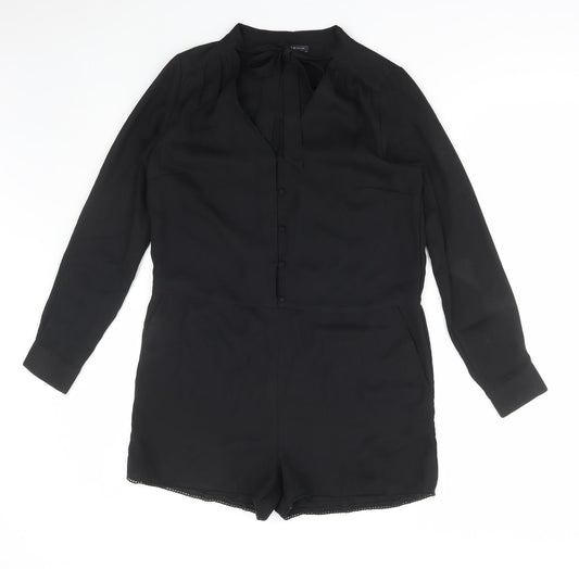 Limited Edition Womens Black Polyester Playsuit One-Piece Size 12 Button