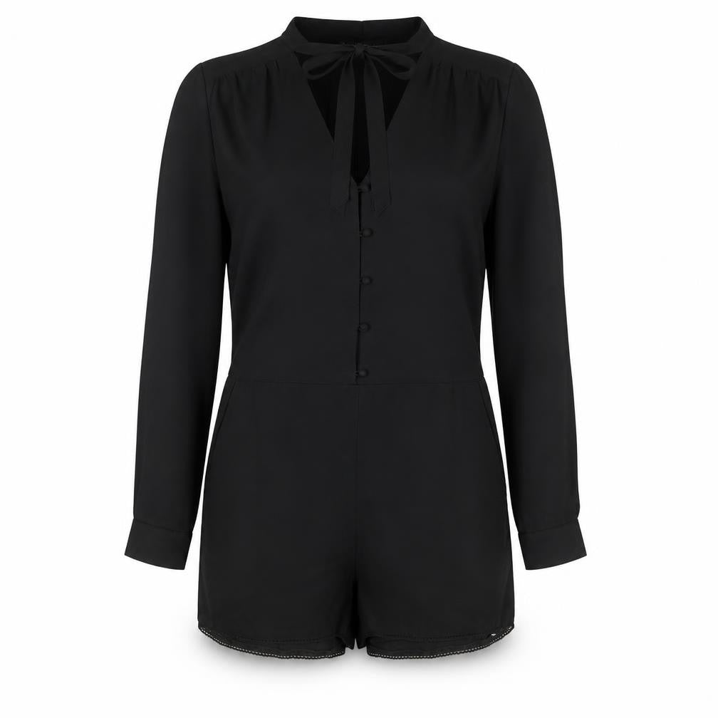 Limited Edition Womens Black Polyester Playsuit One-Piece Size 12 Button